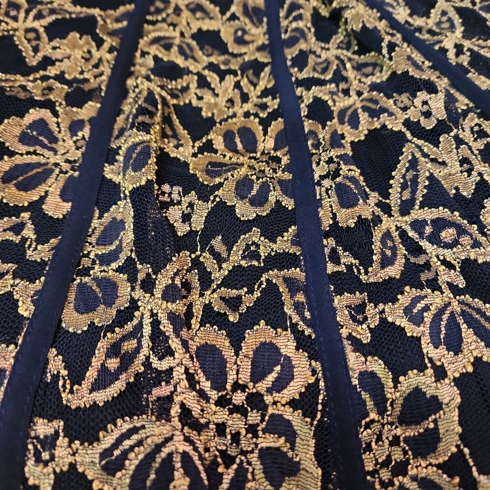 Elegant Navy and White Embroidered Dress By Candlelight Women's Fairycore Formal - Picture 8 of 11
